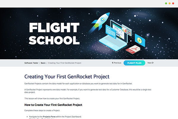 GenRocket Flight School