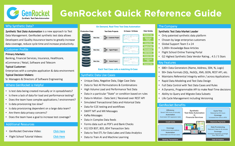 GenRocket Quick Reference Guide