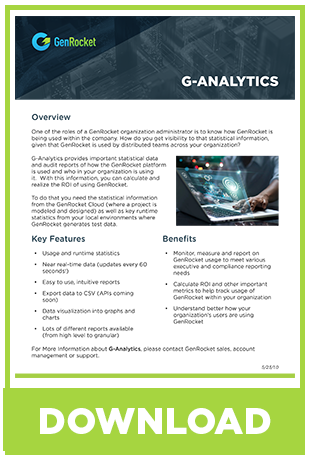 GenRocket Data Sheet G-Analytics