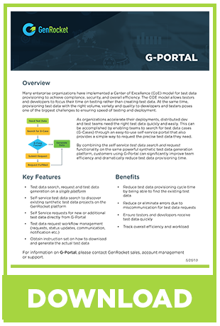 GenRocket Data Sheet G-Portal
