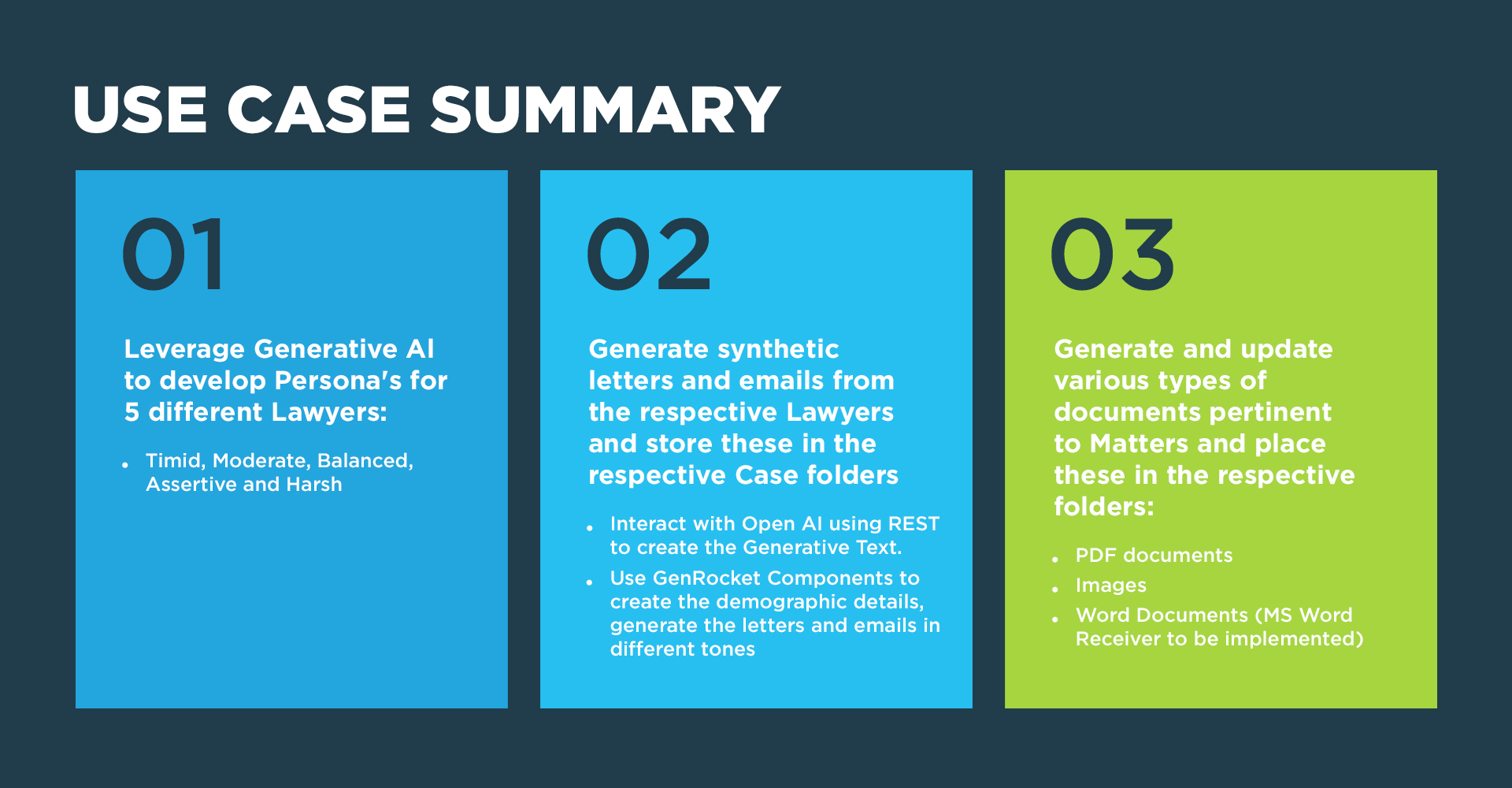 GenRocket Use Case Summary